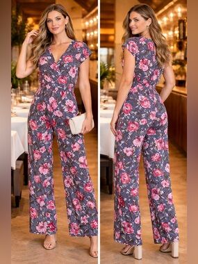 Floral Striped Boho Jumpsuit